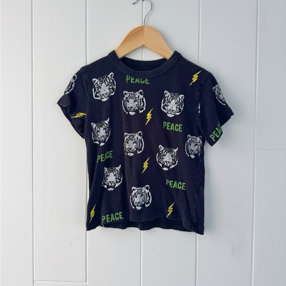 Kids Black Tiger Print T-Shirt